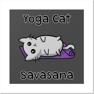 Yoga Cat Savasana Posters and Art